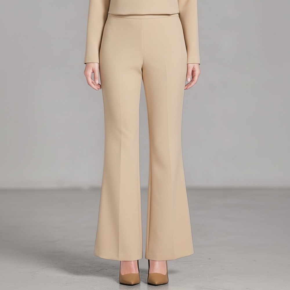 Trina Turk Tan Tailored Wide Leg Trouser Pants Womens Sz 8 Long Inseam 33”